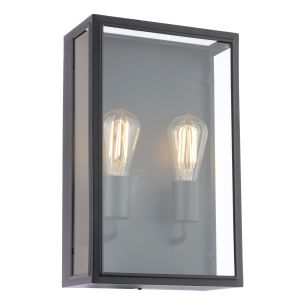Mazin 2 Light Outdoor Wall Light Matt Black and Glass IP44