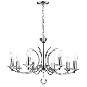 Medusa 8 Light Armed Pendant Polished Chrome and Crystal Fitting Only