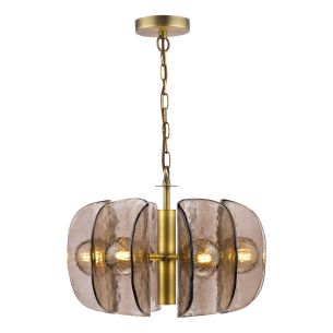 Megara 6 Light Pendant Antique Bronze and Tea Smoked Glass