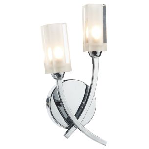 Morgan 2 Light Wall Light Polished Chrome and Glass
