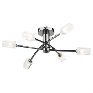 Morgan 6 Light Semi Flush Black Chrome
