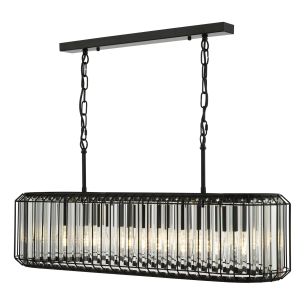 Naeva 5 Light Pendant Matt Black and Crystal