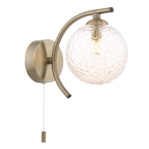 Nakita Wall Light Antique Brass With Amber Hammered Glass