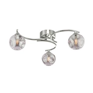 Nakita 3 Light Semi Flush Polished Chrome With Closed Organic Smoked Glass