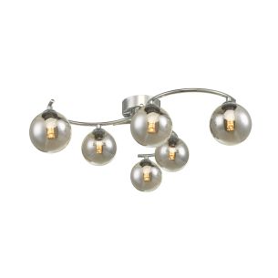 Nakita 6 Light Semi Flush Polished Chrome With Smoked Glass