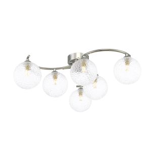 Nakita 6 Light Semi Flush Polished Chrome With Clear Hammered Glass