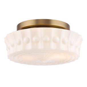 Neema 2 Light Flush Opal Glass and Antique Bronze