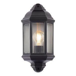 Nelson Outdoor Wall Light Matt Black and Glass IP44