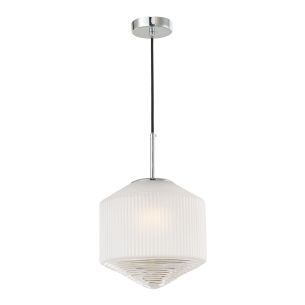 Nisha Pendant Polished Chrome and White Frosted Glass