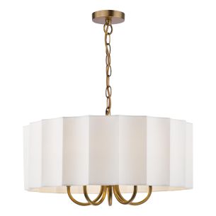 Noura 5 Light Pendant Antique Bronze and Ivory Scallop Shade
