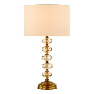 Oleana Table Lamp Antique Bronze and Amber Crystal With Shade