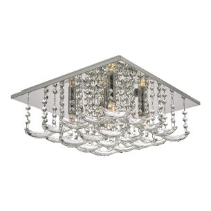 Orella 5 Light Flush Polished Chrome and Crystal