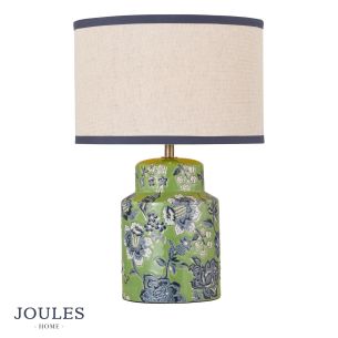 Joules Tyntesfield Table Lamp Green Ceramic and Antique Brass With Shade