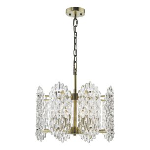 Porthos 8 Light Pendant Antique Brass and Glass