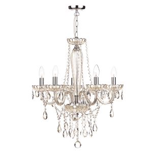 Raphael 5 Light Chandelier Champagne Glass and Polished Chrome