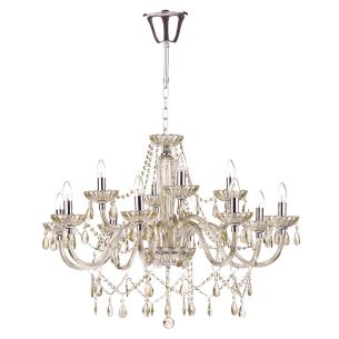 Raphael 12 Light Chandelier Champagne Glass and Polished Chrome