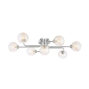 Reyna 7lt Semi Flush Polished Chrome With Twisted Amber Glass