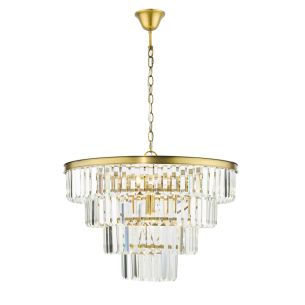 Rhapsody 6 Light Chandelier Crystal and Natural Brass