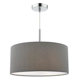 Ronda 3lt Pendant Grey Faux Silk Shade 40cm