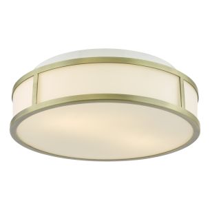 Royce 2 Light Bathroom Flush Matt Antique Brass and Opal Glass IP44