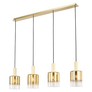 Savannah 4 Light Bar Pendant Satin Gold and Gold Ombre Glass