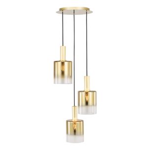 Savannah 3 Light Cluster Pendant Satin Gold and Gold Ombre Glass