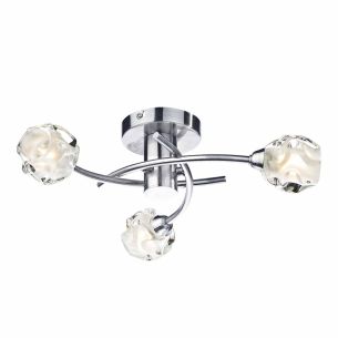 Seattle 3 Light Flush Satin Chrome Glass