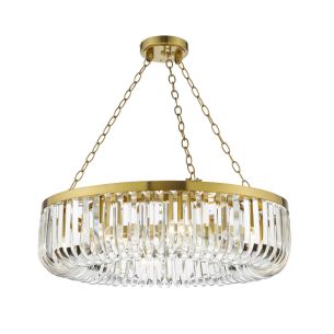 Sigourney 8 Light Pendant Satin Gold and Crystal
