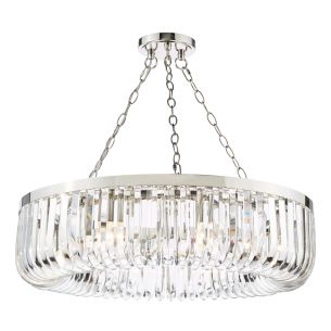 Sigourney 8 Light Pendant Polished Nickel and Crystal
