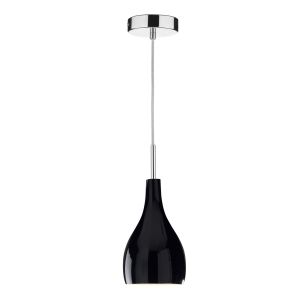 Soho Pendant Black Glass and Polished Chrome