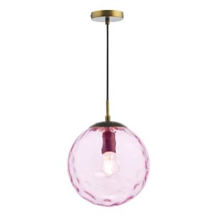 Ripple Pendant Bronze and Pink Glass
