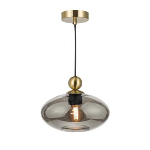 Pendant Satin Brass with Smoked Glass