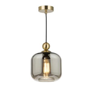 Pendant Satin Brass with Smoked Glass