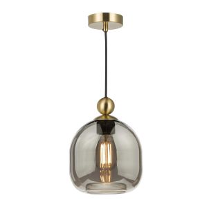Pendant Satin Brass with Smoked Glass