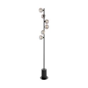 Spiral 6 Light Floor Lamp Matt Black With Closed Organic Smoked Glass