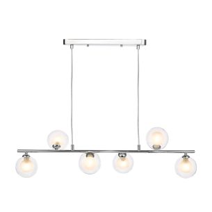 Spiral 6 Light Bar Pendant Polished Chrome With Clear/Opal Glass