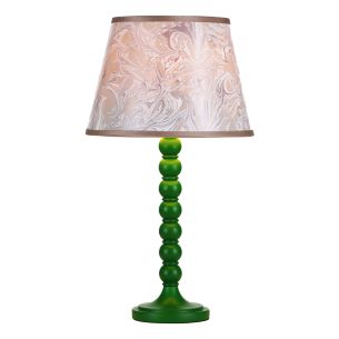 Spool Table Lamp Green With Shade