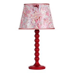 Spool Table Lamp Red With Shade
