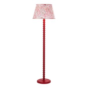 Spool Floor Lamp Red With Shade