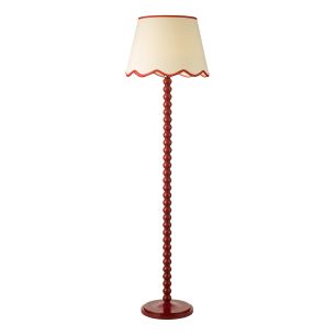 Spool Floor Lamp Red With Shade