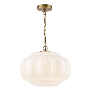 Sumitra Large Pendant Antique Bronze and Opal Glass