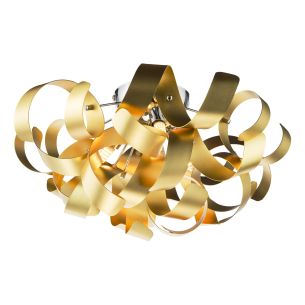 Swash 4 Light Flush Polished Chrome and Brushed Gold