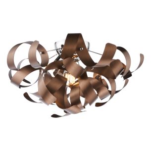 Swash 4 Light Flush Polished Chrome and Brushed Copper