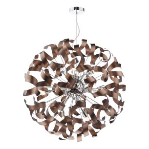 Swash 12 Light Pendant Polished Chrome and Brushed Copper