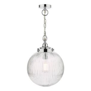 Tamara Bathroom Ceiling Light Polished Chrome and Ribbed Glass IP44