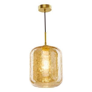 Tavia Pendant Satin Gold and Amber Glass
