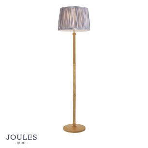 Joules Hardwick Floor Lamp Wood and Matt Antique Brass With Shade