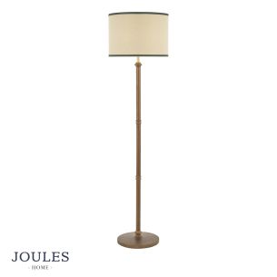 Joules Hardwick Floor Lamp Dark Wood and Matt Antique Brass With Shade