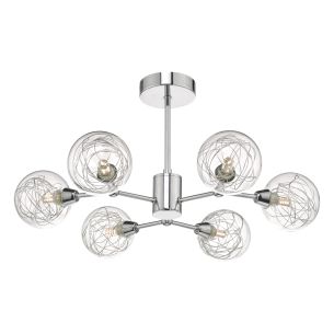 Tyka 6 Light Semi-Flush Polished Chrome and Glass