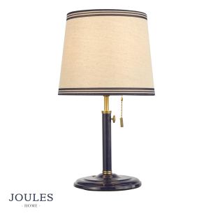 Joules Upton Table Lamp Matt Blue and Matt Antique Brass With Shade